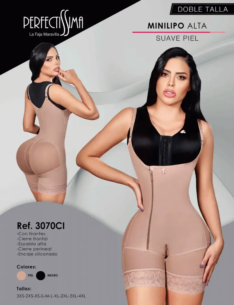 [3070CI-P3XS] Faja MiniLipo - Alta - Suave Piel - Doble Talla (Piel, 3XS)