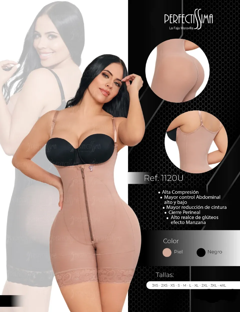 Faja Ultra Invisible - Corta - Tirantes - Levantacola (Piel, 3XS)