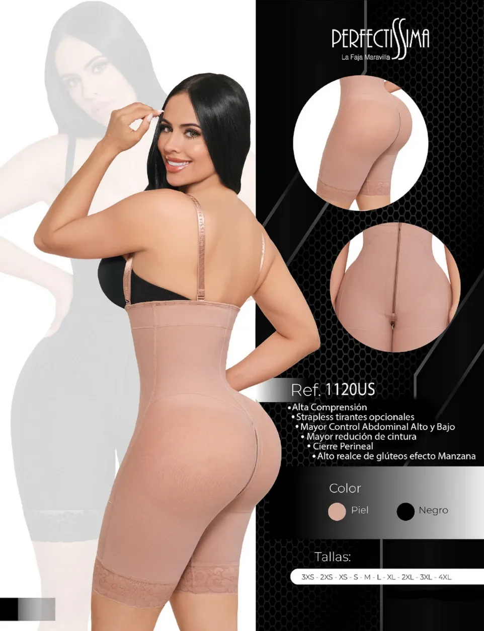Faja Ultra Invisible - Corta - Strapless - Levantacola (Piel, 3XS)