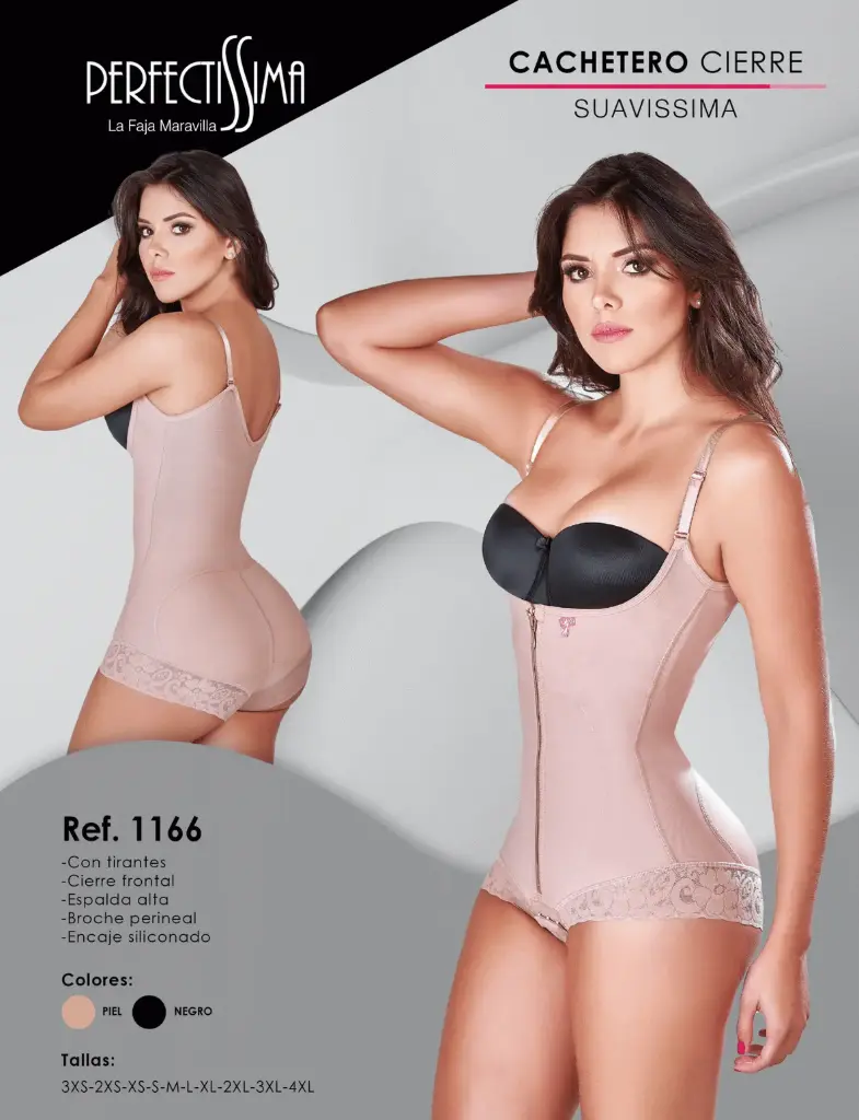 [1166-P3XS] Body Cachetero - Cierre - Tirantes - Suavissima (Piel, 3XS)