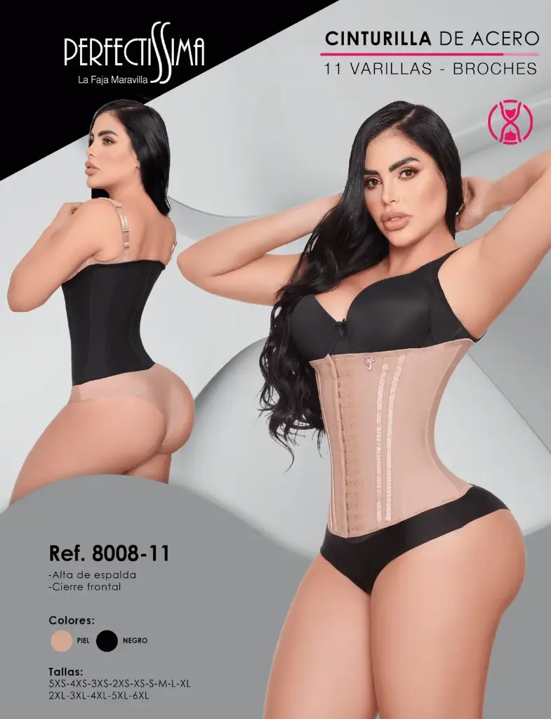 [8008-11-P5XS] Cinturilla de Acero - Broches - 11 Varillas (Piel, 5XS)