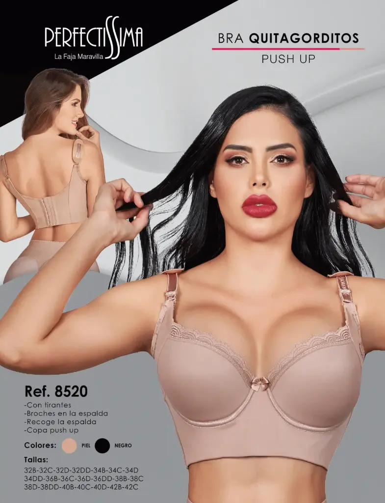 [8520-P32B] Brasier QuitaGorditos - Push Up (Piel, 32B)