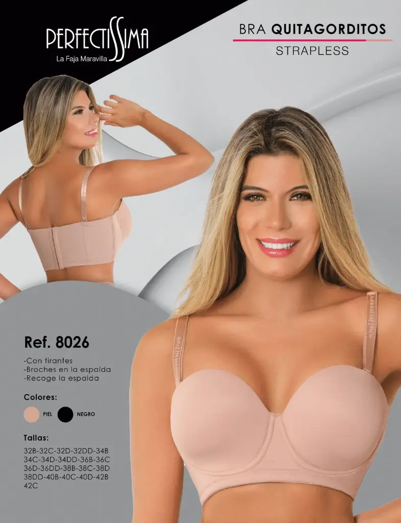 [8026-P32B] Brasier QuitaGorditos - Strapless (Piel, 32B)