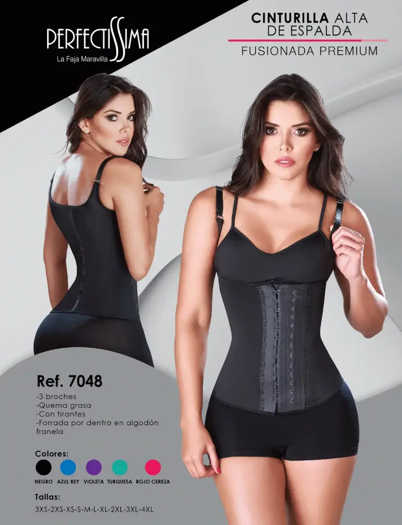 Latex Cinturilla Alta de Espalda - Fusionada Premium (Negro, 3XS)